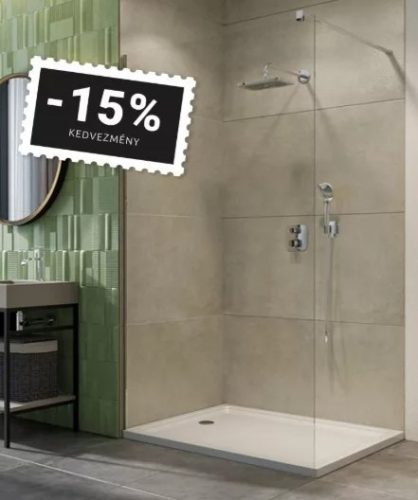 Walk-in, H2O walk-in zuhanyfal króm profillal 80 cm