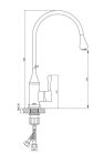 Mosogató csaptelep, Invena Pingo Black fekete, waterplating bevonattal BZ-55-L04-L