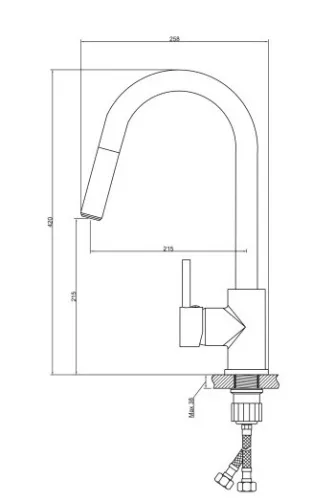 Mosogató csaptelep, Invena Duet kihúzható csővel, fekete, waterplating bevonat BZ-95-W04-C