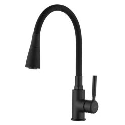   Mosogató csaptelep, Invena Hula Plus álló, flexibilis kifolyócsővel, fekete BZ-85-P04-L