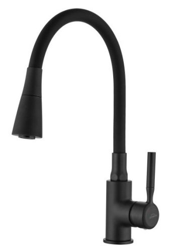 Mosogató csaptelep, Invena Hula Plus álló, flexibilis kifolyócsővel, fekete BZ-85-P04-L