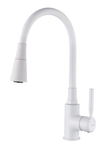 Mosogató csaptelep, Invena Hula Plus álló, flexibilis kifolyócsővel, fehér BZ-85-P02-L