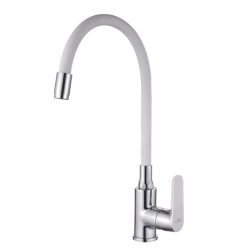   Mosogató csaptelep, Invena Joga álló, flexibilis kifolyócsővel, fehér-króm BZ-32-L02-C
