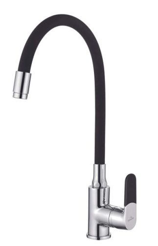 Mosogató csaptelep, Invena Joga álló, flexibilis kifolyócsővel, fekete-króm BZ-32-L04-C