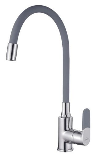 Mosogató csaptelep, Invena Joga álló, flexibilis kifolyócsővel, szürke-króm BZ-32-L05-C