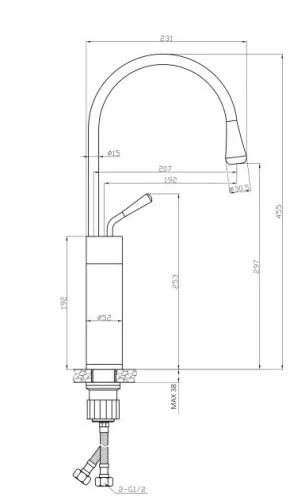 Mosdó csaptelep, Invena Stone/Gabro magasított mosdó csaptelep, fekete-réz BU-03-W14-V