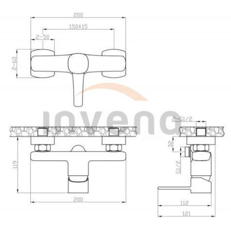 Zuhany csaptelep, Invena Glamour Invena Trend zuhanyszett nélkül, króm BN-02-001-V