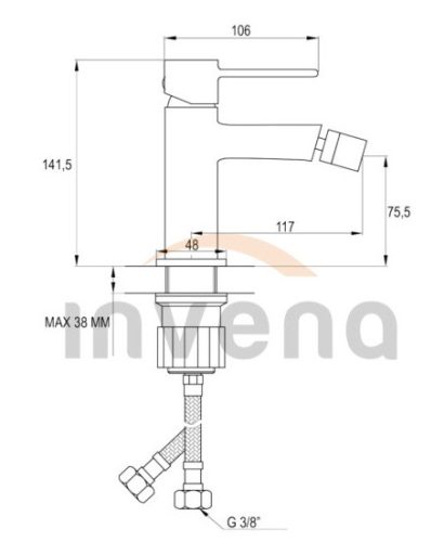 Bidé csaptelep, Invena Glamour bidé csaptelep, króm BB-02-001-V