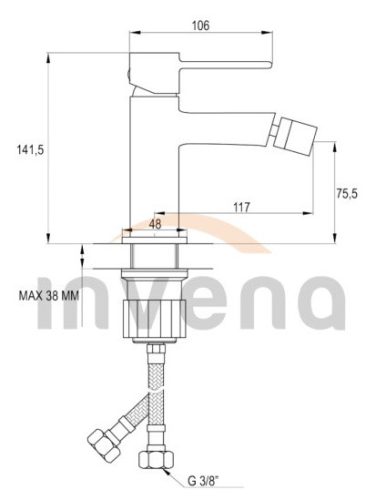 Bidé csaptelep, Invena Glamour bidé csaptelep, fekete BB-02-004-V