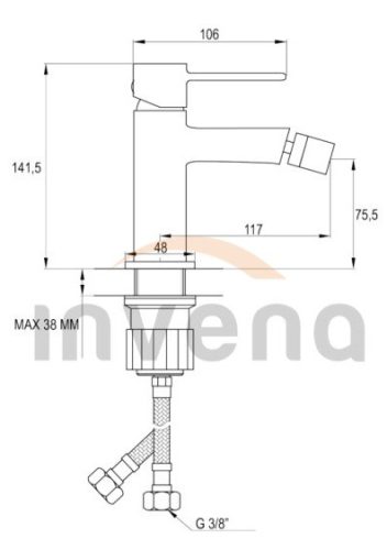 Bidé csaptelep, Invena Glamour bidé csaptelep, arany BB-02-009-V
