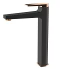 Mosdó csaptelep, Invena Midnight magasított mosdó csaptelep, fekete/rose gold BU-35-W14-V