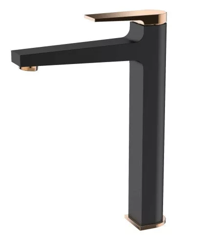 Mosdó csaptelep, Invena Midnight magasított mosdó csaptelep, fekete/rose gold BU-35-W14-V