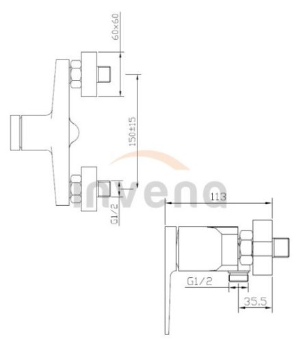 Zuhany csaptelep, Invena Midnight zuhanyszett nélkül, fekete/rose gold BN-35-014-V