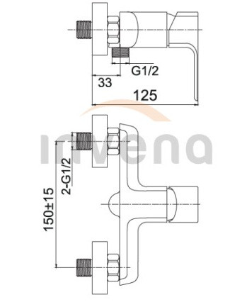 Zuhany csaptelep, Invena NYKS zuhanyszett nélkül, króm BN-28-001-S