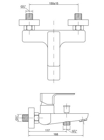 Kádtöltő csaptelep, Invena NYKS zuhanyszett nélkül, króm BW-28-001-S