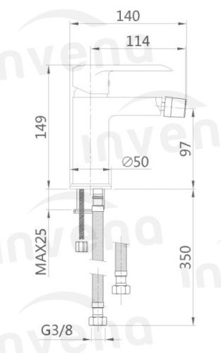 Bidé csaptelep, Invena Siros Black bidé csaptelep, fekete BB-90-004-A