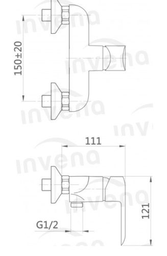 Zuhany csaptelep, Invena Siros Black zuhanyszett nélkül, fekete BN-90-004-A