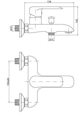 Kádtöltő csaptelep, Invena Siros Black, zuhanyszett nélkül, fekete BW-90-004-A