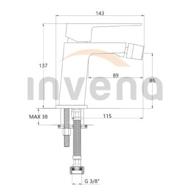 Bidé csaptelep, Invena Paros Black bidé csaptelep, fekete BB-09-004-A