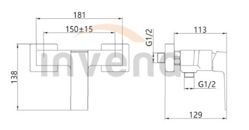 Zuhany csaptelep, Invena Paros Black zuhanyszett nélkül, fekete BN-09-004-A