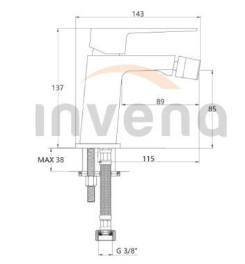 Bidé csaptelep, Invena Paros bidé csaptelep, króm BB-09-001-A