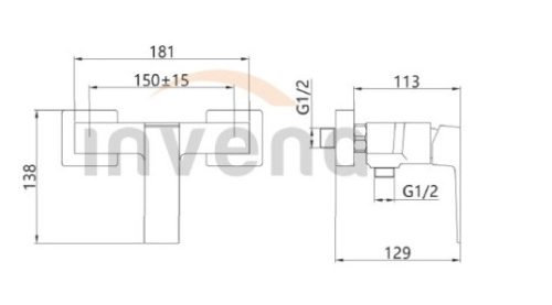 Zuhany csaptelep, Invena Paros zuhanyszett nélkül, króm BN-09-001-A