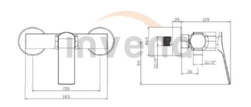 Zuhany csaptelep, Invena Neri Black zuhanyszett nélkül, fekete BN-01-004-L