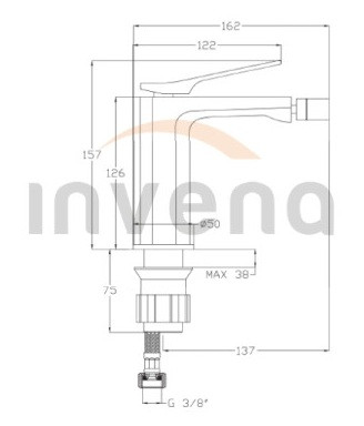 Bidé csaptelep, Invena Neri bidé csaptelep, króm BB-01-001-L