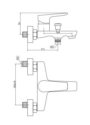 Kádtöltő csaptelep, Invena Dokos zuhanyszett nélkül, króm BW-19-001-V