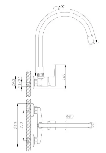 Mosogató csaptelep, Invena Verso mosogató csaptelep, szürke BC-82-E5S-L