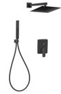 Falba süllyesztett csaptelep, Invena Siros Square zuhanyrendszer szett, fekete BS-90-010-A