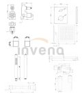 Falba süllyesztett csaptelep, Invena Siros Square zuhanyrendszer szett, fekete BS-90-010-A