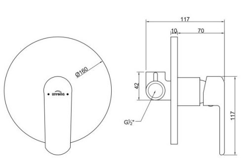 Falba süllyesztett csaptelep, Invena Siros egyfunkciós, fekete BP-90-4O1-A