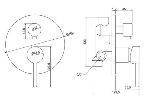 Falba süllyesztett csaptelep, Invena Dafni kétfunkciós, fekete BP-88-4O2-A