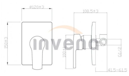 Falba süllyesztett csaptelep, Invena Verso egyfunkciós csaptelep, króm BP-82-0K1-A