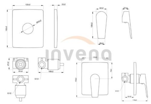 Falba süllyesztett csaptelep, Invena Dokos egyfunkciós csaptelep, króm BP-19-GK1-A