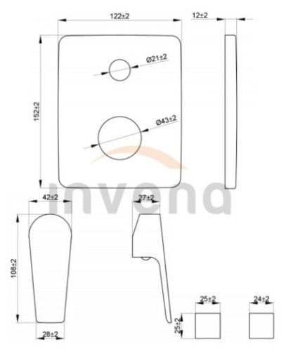 Falba süllyesztett csaptelep, Invena Dokos kétfunkciós csaptelep, króm BP-19-GK1-A