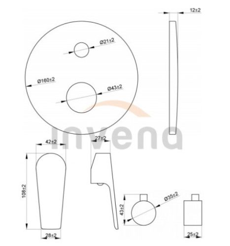 Falba süllyesztett csaptelep, Invena Dokos kétfunkciós csaptelep, króm BP-19-GO2-A