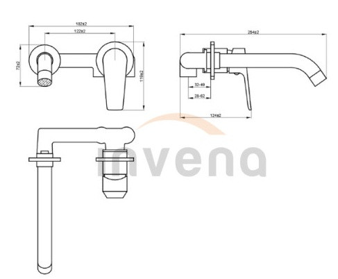 Falba süllyesztett csaptelep, Invena Dokos mosdó csaptelep, króm BP-19-U01-A