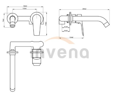 Falba süllyesztett csaptelep, Invena Dokos mosdó csaptelep, grafit BP-19-U05-A