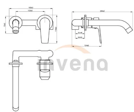 Falba süllyesztett csaptelep, Invena Dokos mosdó csaptelep, fekete BP-19-U04-A