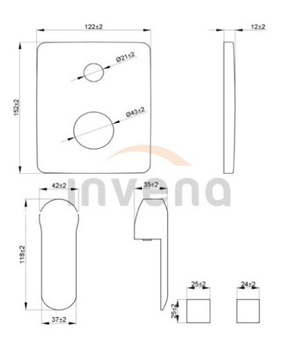 Falba süllyesztett csaptelep, Invena Siros kétfunkciós csaptelep, króm BP-90-CK2-A