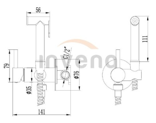 Falba süllyesztett csaptelep, Invena Chrome bidé csaptelep, króm BP-00-B01-L
