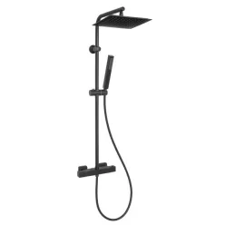   Zuhanyszett, Invena Svart Black termosztatikus csapteleppel, fekete AU-85-004-X