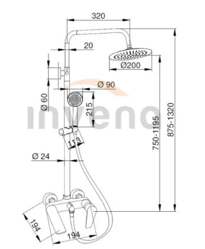 Zuhanyszett, Invena Dokos zuhanyszett csapteleppel, króm AU-19-B01-V