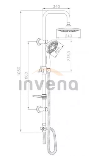 Zuhanyszett, Invena Socho zuhanyszett csaptelep nélkül, króm AU-59-001-C