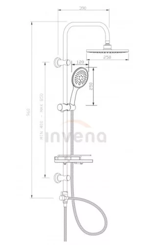 Zuhanyszett, Invena Corso zuhanyszett csaptelep nélkül, króm AU-23-001-C