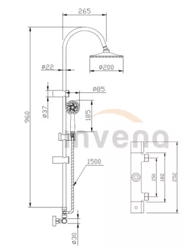 Zuhanyszett, Invena Gracja termosztatikus csapteleppel, króm AU-15-D01-C