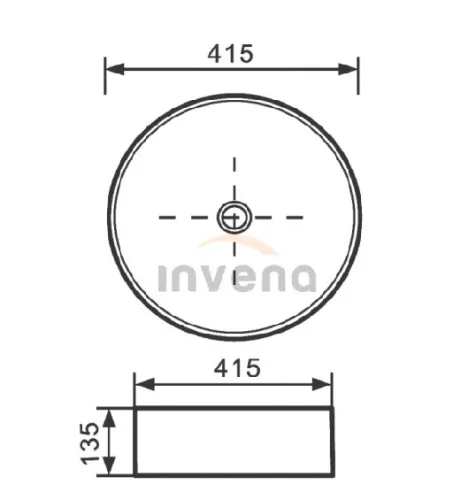 Mosdó, Invena Keto mosdókagyló,kerek, fehér, 42 cm CE-14-001-C