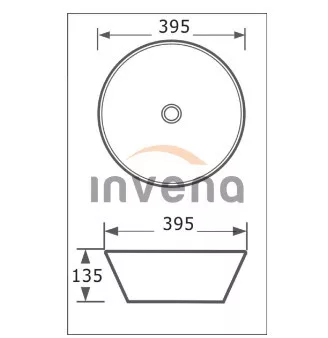Mosdó, Invena Dokos mosdókagyló,kerek, fehér, 40 cm CE-19-001-C